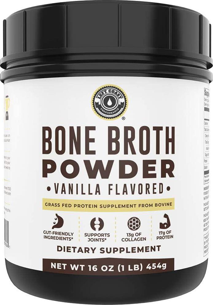 Bone Broth Protein Powder Vanilla 16oz, Grass Fed, Non-GMO Ingredients, Gut-Friendly*, Dairy Free Protein Powder, Low Carb, Keto Friendly Left Coast Performance