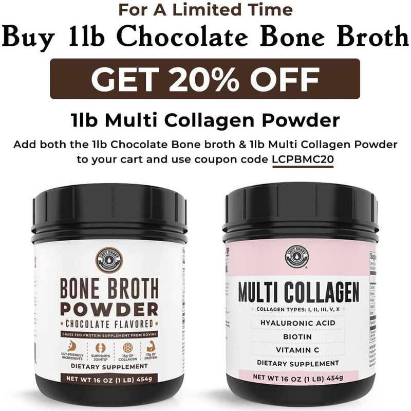 Bone Broth Protein Powder Chocolate 16Oz, Grass Fed - Non-GMO, Gut-Friendly, Dairy Free Protein Powder, Left Coast Performance