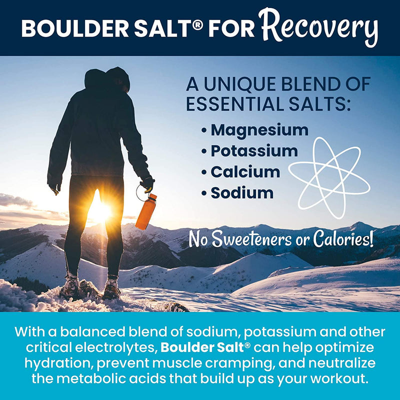 Boulder Salt Electrolyte Powder and Hydration Pack | Oral Rehydration | Natural Alkaline Salt for Energy and Stamina | No Sugar | 8oz Bag | 113 Servings