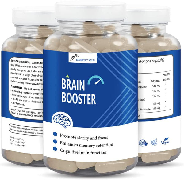 Brain Booster Supplement for Focus, Improve Memory and Clarity, Concentration, Brain Function, Neuro Energy, Formulated for Men and Women