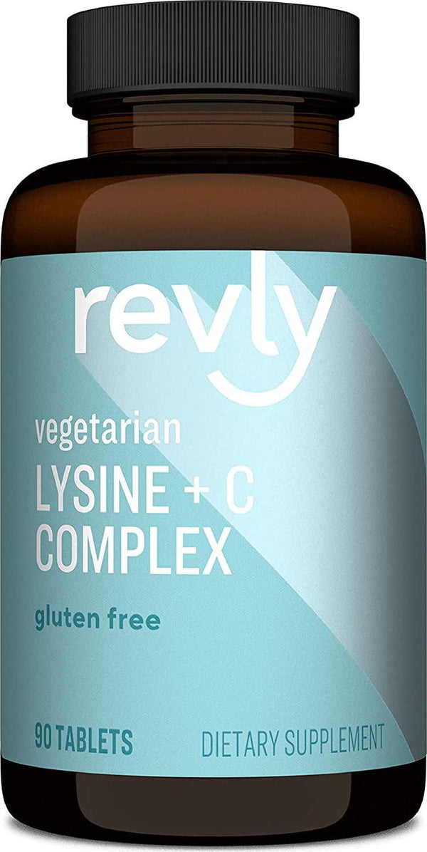 Brand - Revly Lysine + C Complex, 1000 mg L-Lysine and 66 mg Vitamin C per Serving (2 Tablets), Supports Immune Health, 90 Tablets, Gluten Free