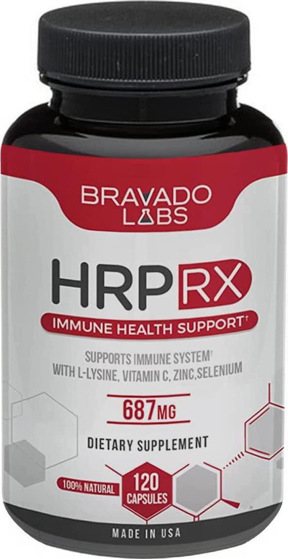 Bravado Labs Premium Herpees Supplement - Outbreak Support with Super Lysine - Immune Support Medicine Supplement for Adults (120 Capsules)