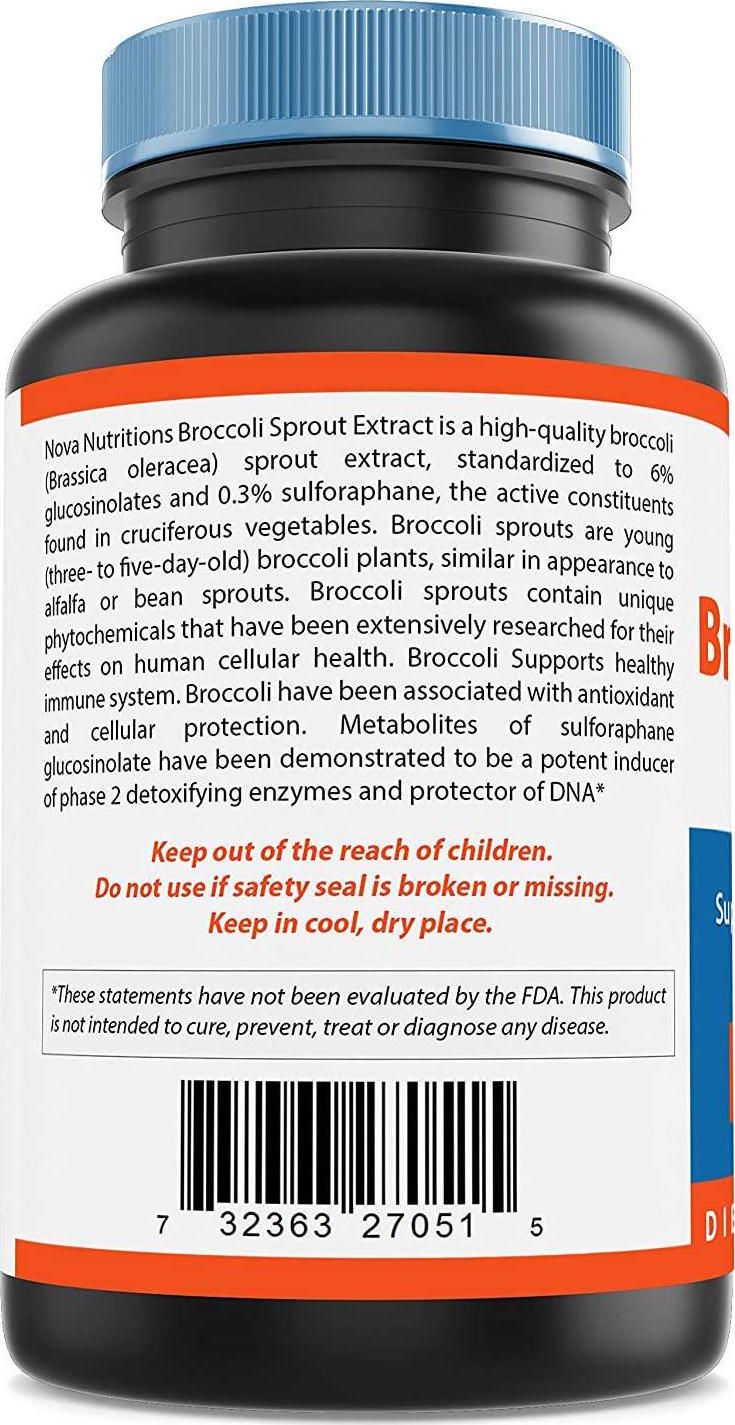 Broccoli Sprout Extract 1000 mg 120 Capsules by Nova Nutritions