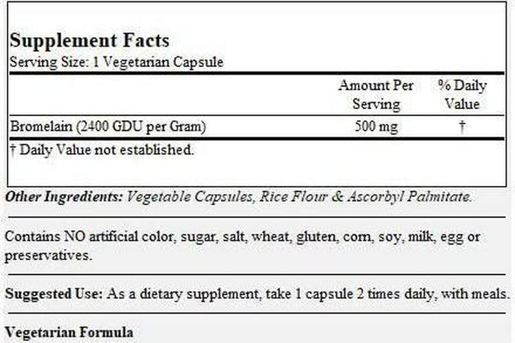 Bromelain 500mg (2400 GDU/Gram) (120 Vegetarian Capsules) - No Stearates - Vegan - Non GMO - Gluten Free