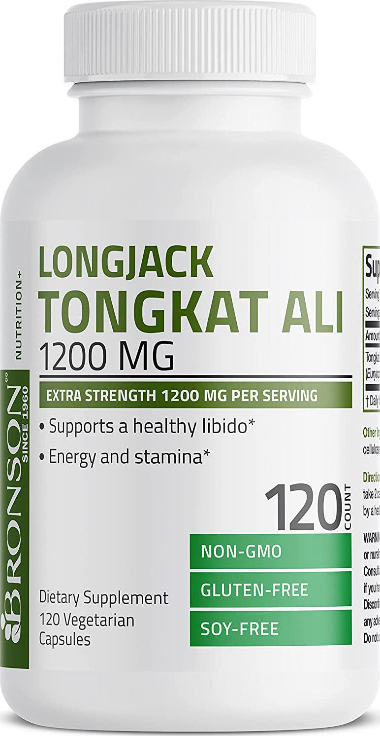 Bronson Longjack Tongkat Ali 1200mg Extra Strength 1200mg Per Serving, Supports a Healthy Libido, Energy and Stamina, Non-GMO, 120 Vegetarian Capsules