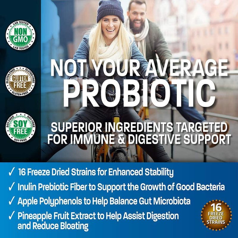Bronson Probiotic 50 Billion CFU + Prebiotic with Apple Polyphenols and Pineapple Fruit Extract Non-GMO Gluten-Free Soy-Free, 60 Vegetarian Capsules