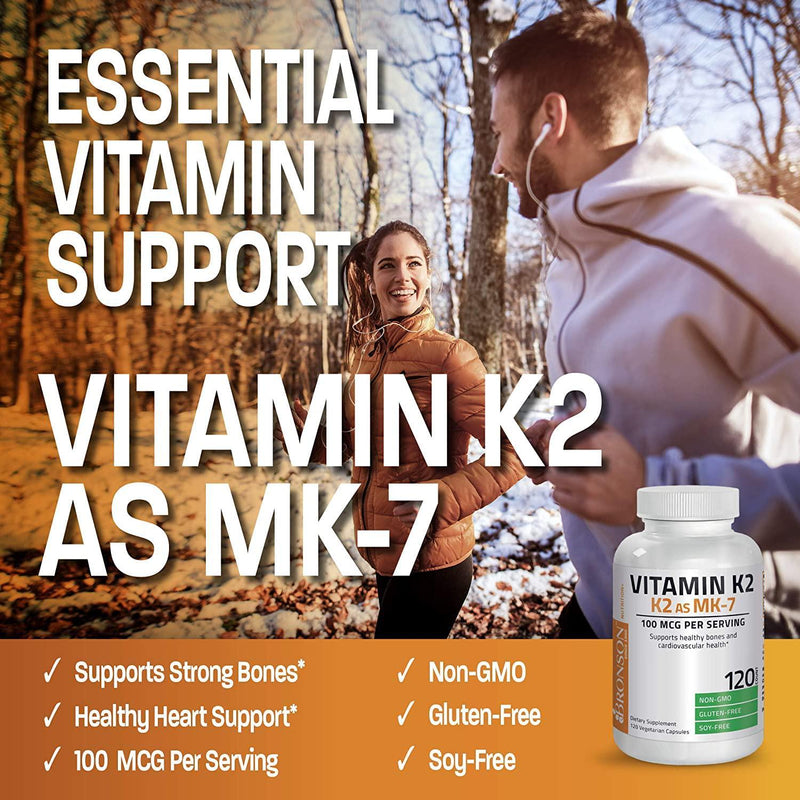 Bronson Vitamin K2 as MK-7 Menaquinone 100 mcg Non-GMO, 250 Capsules