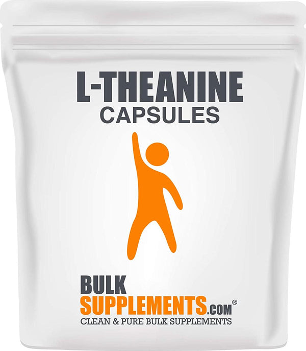 BulkSupplements.com L-Theanine Capsules 500mg - L Theanine Pills - Focus Aid - Amino Acid Nutritional Supplements - Stress Supplements (100 Gelatin Capsules - 100 Servings)