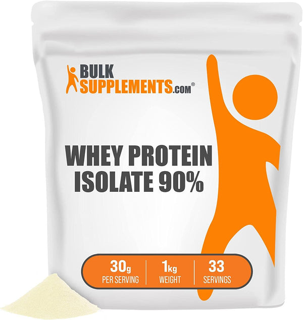 BulkSupplements.com Whey Protein Isolate 90% - Isolate Protein Powder - Flavorless Protein Powder - Unflavored Protein Powder - Whey Protein Powder - Whey Isolate Protein Powder (1 Kilogram - 2.2 lbs)