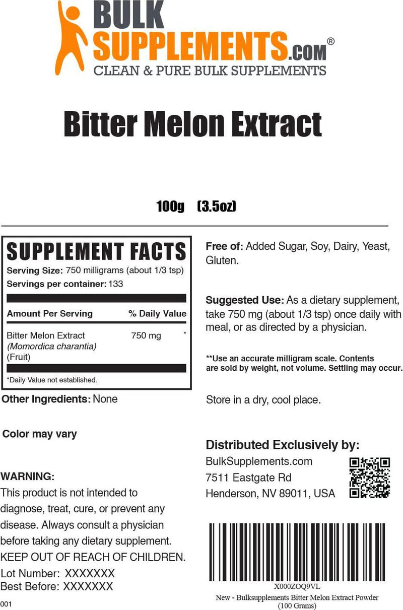 BulkSupplements.com Bitter Melon Extract Powder - Bitter Gourd Extract - Bittermelon Extract - Bitter Melon Powder - Cardiovascular and Heart Health Supplements (100 Grams - 3.5 oz)