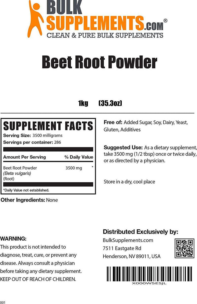 BulkSupplements.com Beet Root Powder - Beets Powder - Natural Pre Workout - Vegan Preworkout - Beet Juice Powder - Red Beet Powder - Beets Supplements (1 Kilogram - 2.2 lbs)