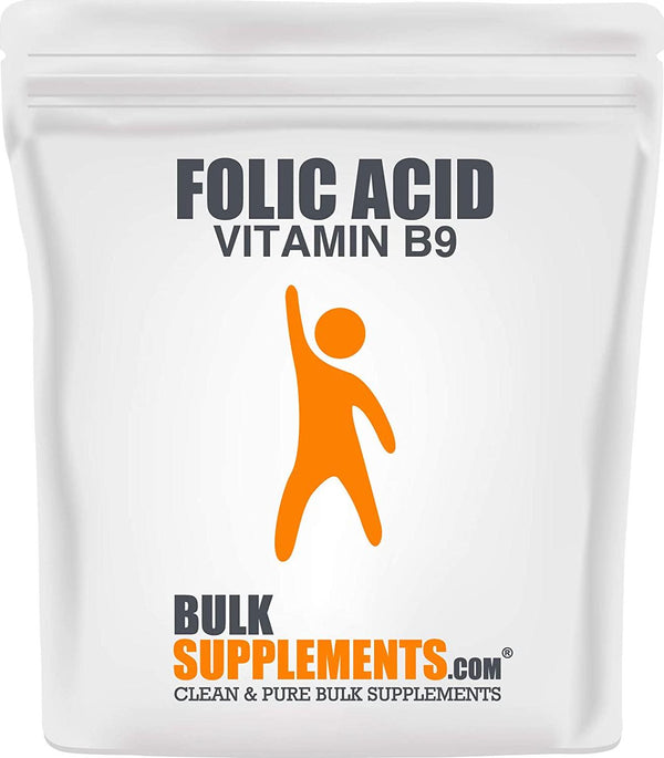 BulkSupplements.com Folic Acid (Vitamin B9) Powder - Folate Supplement for Women - Folic Acid 800mcg - Dog Vitamins - Vegan Iron (10 Grams - 0.35 oz)