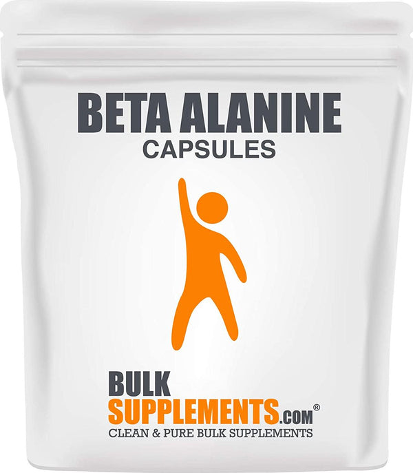 BulkSupplements.com Beta Alanine Capsules - Beta Alanine Pills - Unflavored Pre Workout - Vegan Pre Workout - Workout Recovery - Muscle Recovery Supplement (100 Gelatin Capsules - 100 Servings)