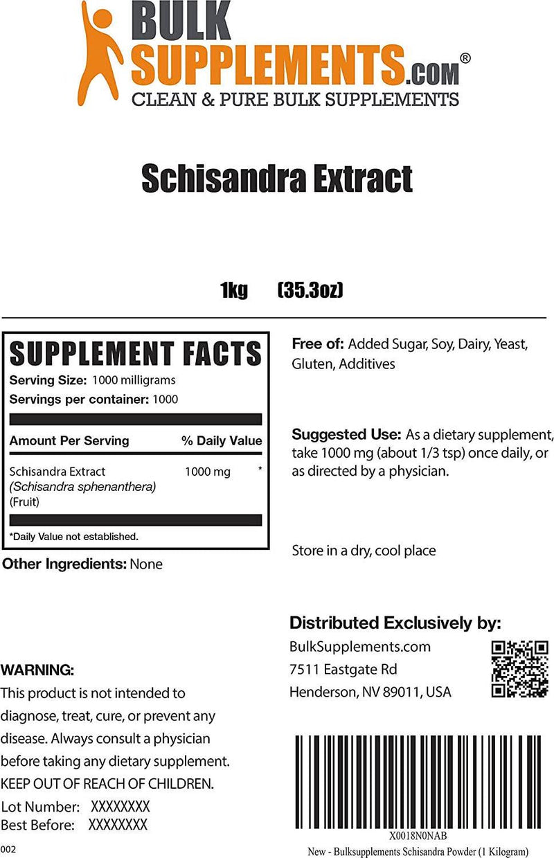 BulkSupplements.com Schisandra Extract Powder - Lungs Support - Adaptogen Powder - Liver Focus - Vitality Extracts (1 Kilogram - 2.2 lbs)