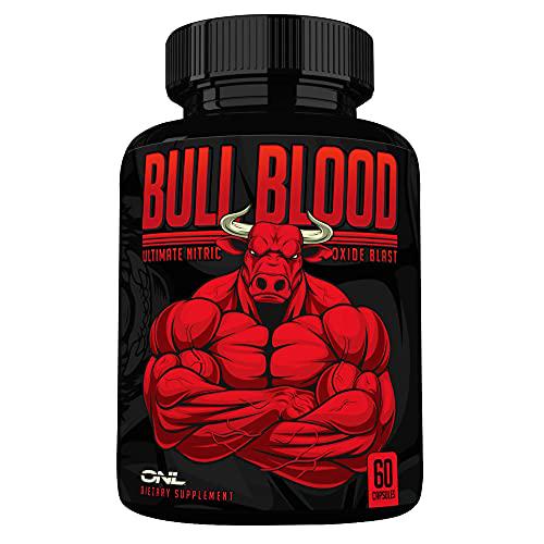 Bull Blood Nitric Oxide Supplement - Extra Strength Nitrous Oxide - L Arginine and L Citrulline Pills - Pumps, Blood Flow for Men - NO Booster for Enhancing Male Strength and Energy - 60 ct