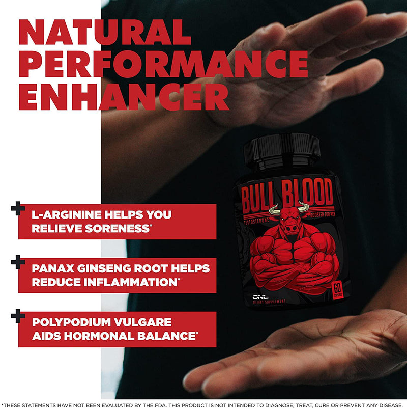 Bull Blood Ultimate Natural Testosterone Booster for Men, Muscle Growth, Men s Best High Potency Endurance, Strength and Test Booster, 60 Ct