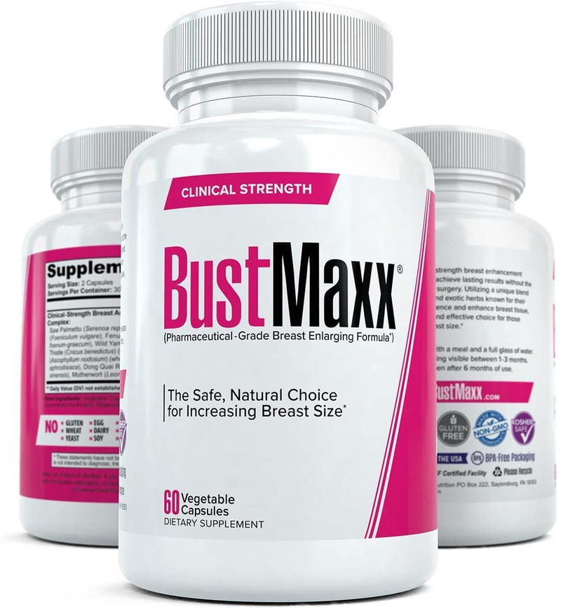 Bustmaxx - All Natural Breast Enhancement and Enlargement Pills (2 Bottles) | Bust Amplification Supplement with Saw Palmetto, Fenugreek and Dong Quai, 120 Count