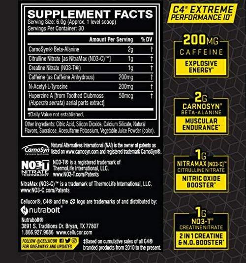 C4 Extreme Pre Workout Powder Midnight Cherry | Preworkout Energy Supplement for Men and Women | 200mg Caffeine + Beta Alanine + Creatine | 30 Servings