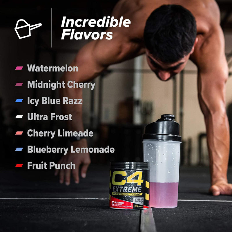 C4 Extreme Pre Workout Powder Midnight Cherry | Preworkout Energy Supplement for Men and Women | 200mg Caffeine + Beta Alanine + Creatine | 30 Servings