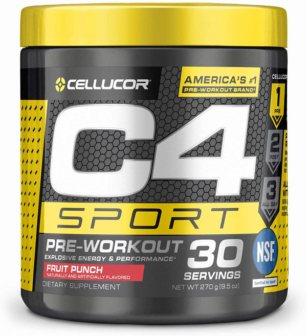 C4 Sport Pre Workout Powder Fruit Punch | NSF Certified for Sport + Sugar Free Pre-workout Energy Supplement for Men and Women | 135mg Caffeine + Creatine monohydrate | 30 Servings