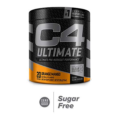 C4 Ultimate Pre Workout Powder Orange Mango - Sugar Free Preworkout Energy Supplement for Men and Women - 300mg Caffeine + 3.2g Beta Alanine + 2 Patented Creatines - 20 Servings