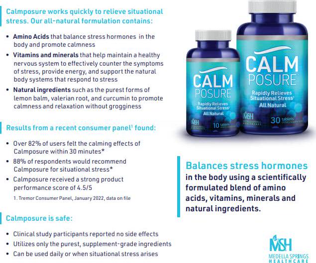 CALMPOSURE | Relieve Situational Stress and Anxious Feelings | All-Natural and Side-Effect Free | Take Before or During Stressful Situations