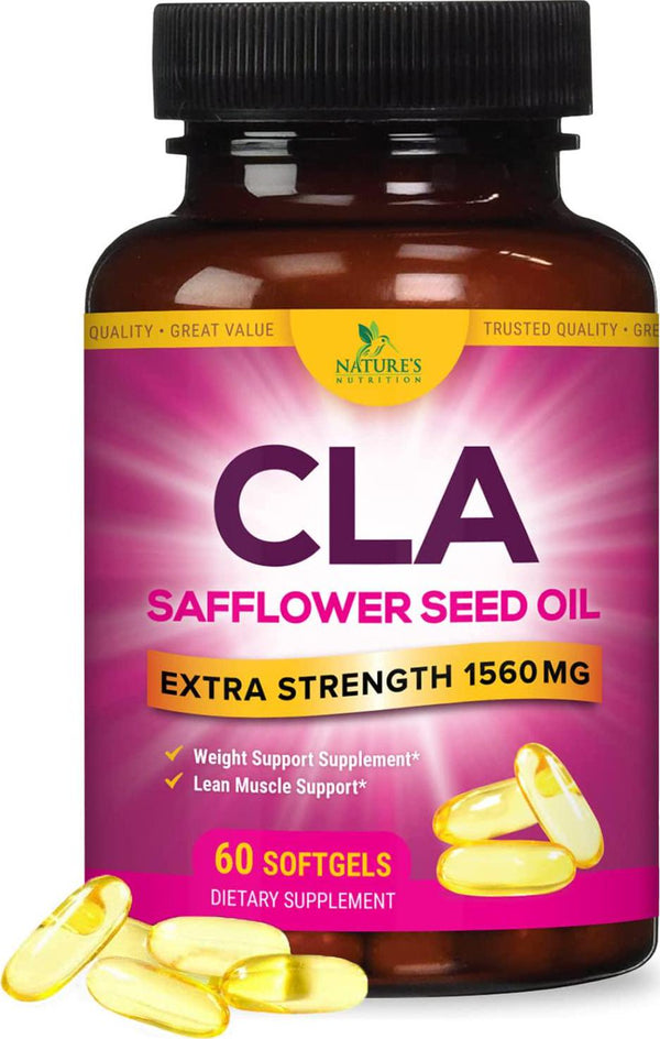 CLA 1,560 mg - Extra Strength Natural Health and Lean Muscle Support Supplement for Men and Women - Made in USA - Conjugated Linoleic Acid from Safflower Oil - Non-Stimulating, Non-GMO - 60 Softgels