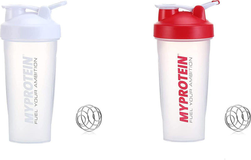 CLA JLT Shaker Bottle Protein Shakes and 24-Ounce Shaker Bottle with Wire Whisk Balls (2PCS) (Red+White)