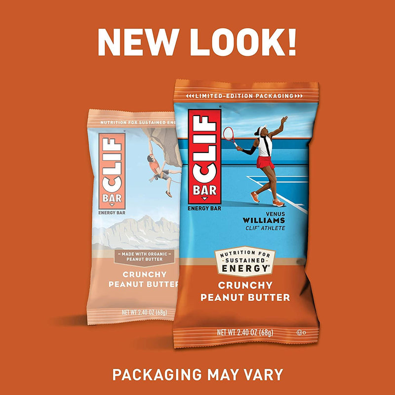 CLIF BARS - Energy Bars - Crunchy Peanut Butter - Made with Organic Oats - Plant Based Food - Vegetarian - Kosher (2.4 Ounce Protein Bars, 24 Count) Packaging May Vary