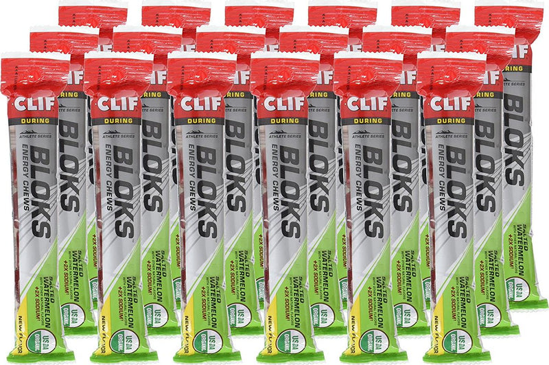 CLIF BLOKS - Energy Chews - Salted Watermelon -Non-GMO - Plant Based Food - Fast Fuel for Cycling and Running -Workout Snack (2.1 Ounce Packet, 18 Count) - (Assortment May Vary)