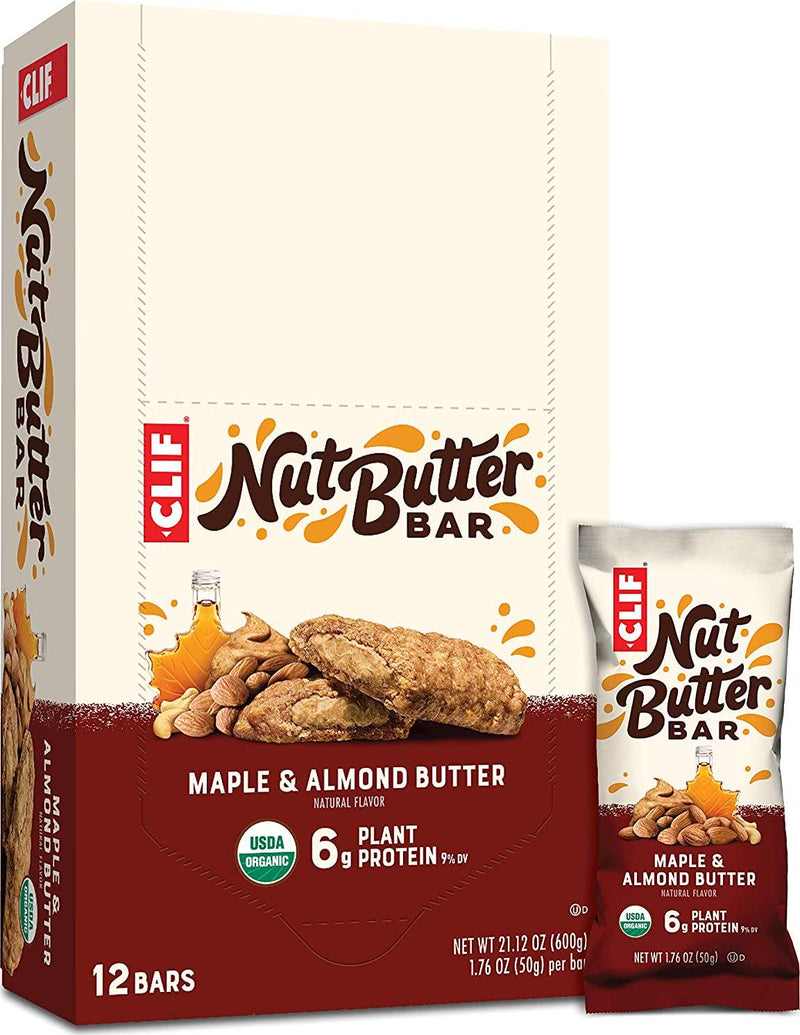 CLIF Nut Butter Bar - Organic Snack Bars - Maple Almond Butter - Organic - Plant Protein - Non-GMO (1.76 Ounce Protein Snack Bars, 15 Count)