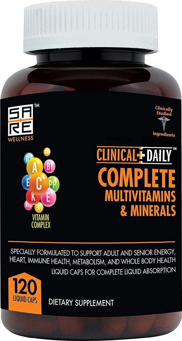 CLINICAL DAILY COMPLETE Whole Food Multivitamin Supplement For Women and Men. 120 Liquid Capsules = Complete Liquid Vitamin Absorption! 42 Superfood Fruits Vegetables - 360 Health, Young Adult to Senior