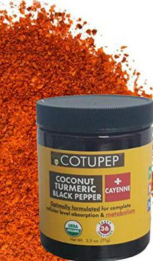 COTUPEP -Organic Turmeric Black Pepper and CAYANNE Health Drink Mix Boosts Metabolism - 2.5 OZ JAR
