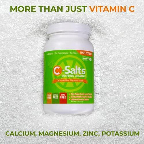 C-Salts Buffered Vitamin C Powder (1000mg - 4000mg), 43+ Servings, 0.5 lbs (8oz)