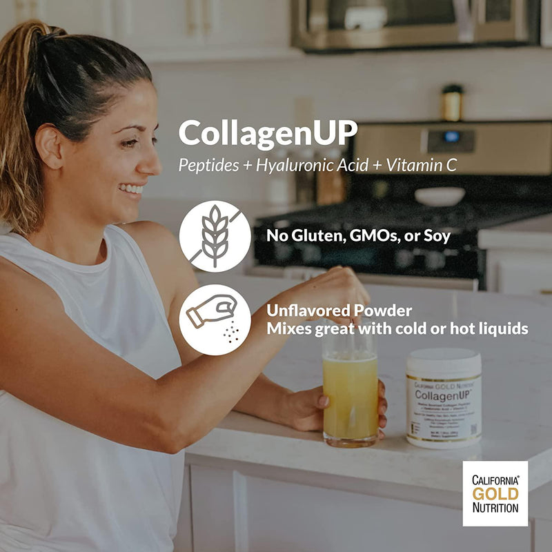 California Gold Nutrition CollagenUP Marine Collagen Hyaluronic Acid Vitamin C Unflavored 16 36 oz 464 g
