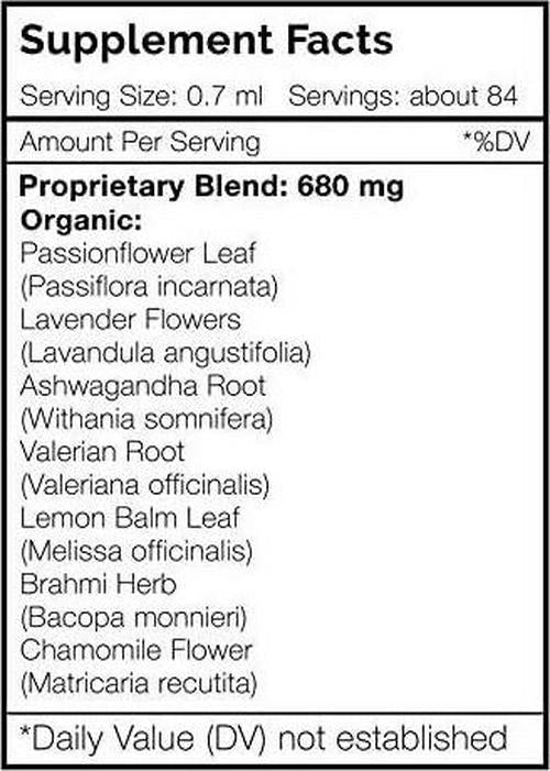 Calm Secret Alcohol-Free Liquid Extract, Organic Herbs (Brahmi, Valerian, Passionflower) Tincture Supplement (2 FL OZ)