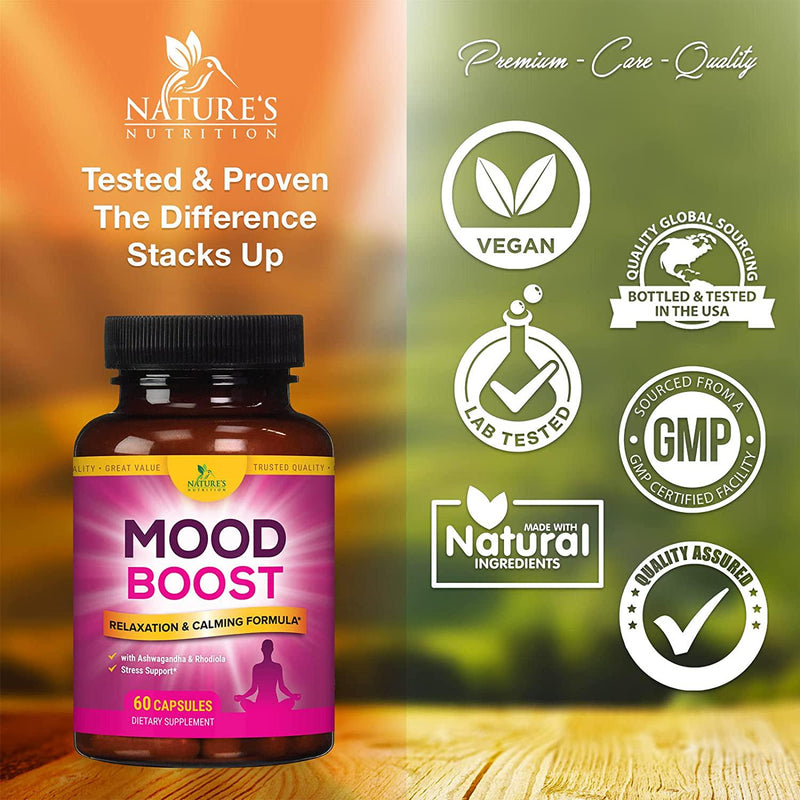 Calm Support Supplement - 1000mg Herbal Formula with 28 Powerful Ingredients Including Ashwagandha, L-Theanine, and GABA - for Natural Calm, Mood Support, Stress Support, and Relaxation - 60 Capsules
