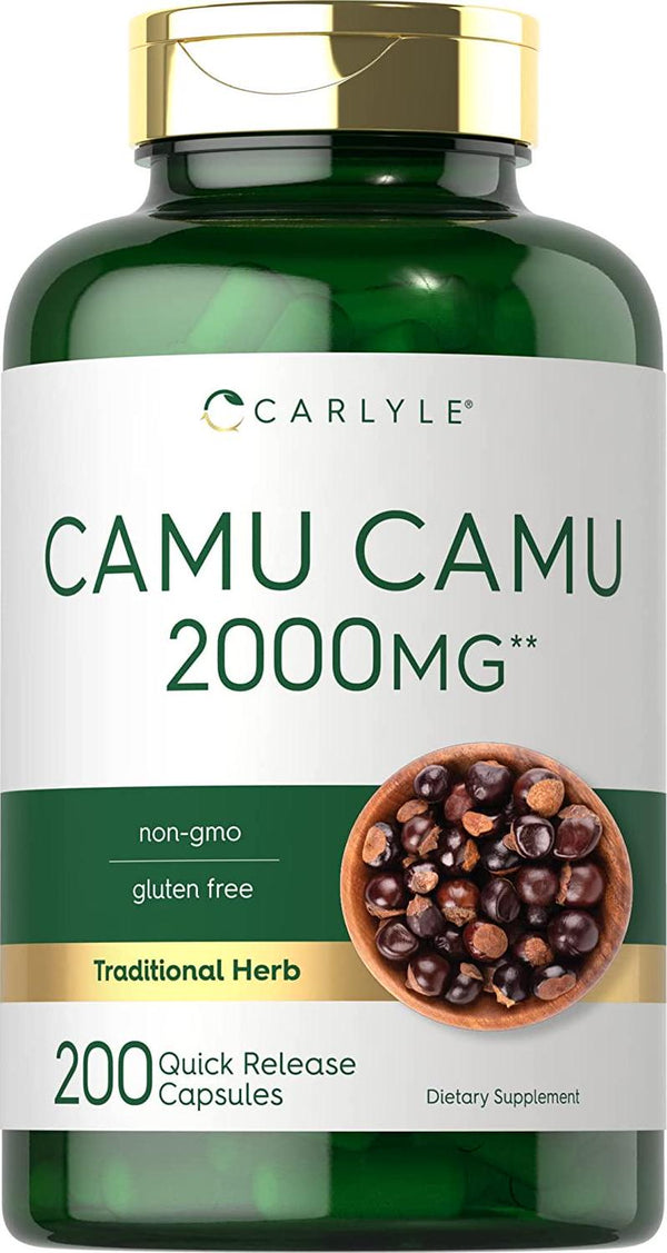 Camu Camu Capsules 2000mg | 200 Count | with Vitamin C | Non-GMO, Gluten Free | by Carlyle