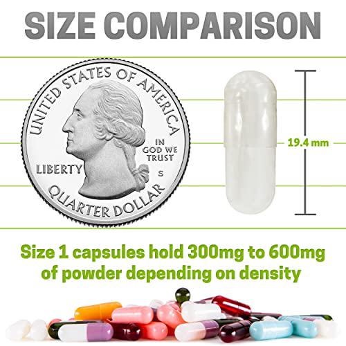 Capsules Express- Delayed Release Size 1 Empty Vegan Capsules Kosher and Halal - Vegetarian/Vegetable Pill Capsule - DIY Powder Filling (500)