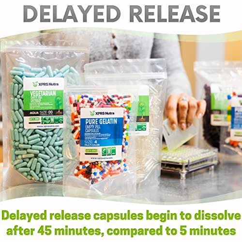 Capsules Express- Delayed Release Size 1 Empty Vegan Capsules Kosher and Halal - Vegetarian/Vegetable Pill Capsule - DIY Powder Filling (500)