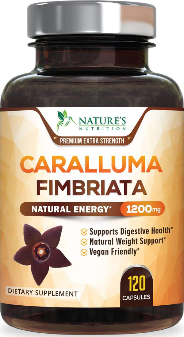 Caralluma Fimbriata Extract Highly Concentrated 1200mg - Natural Endurance Support, Best Vegan Supplement for Men and Women, Non-GMO - 120 Capsules