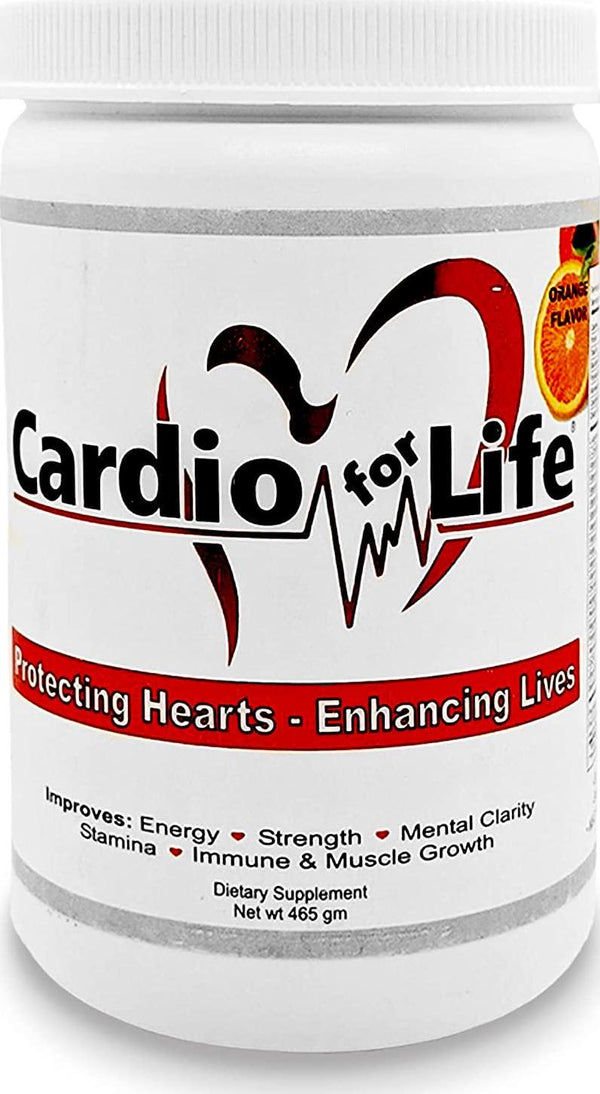 Cardio for Life L-Arginine Powder 16oz - Orange - Natural Nitric Oxide Supplement for Cardiovascular Health - Regulate Cholesterol and Blood Pressure - Increase Energy