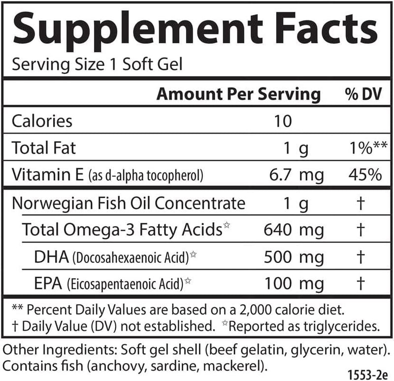 Carlson Super DHA Gems - 500 mg DHA Supplements, 640 mg Fatty Acids, Norwegian Fish Oil Concentrate, Wild-Caught, Sustainably Sourced Fish Oil Capsules, 240 Softgels