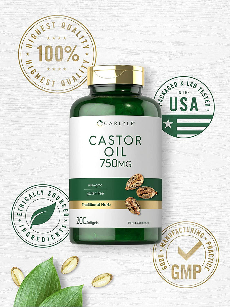 Carlyle Castor Oil 750mg | 200 Softgel Pills | Traditional Herb | Non-GMO, Gluten Free Supplement