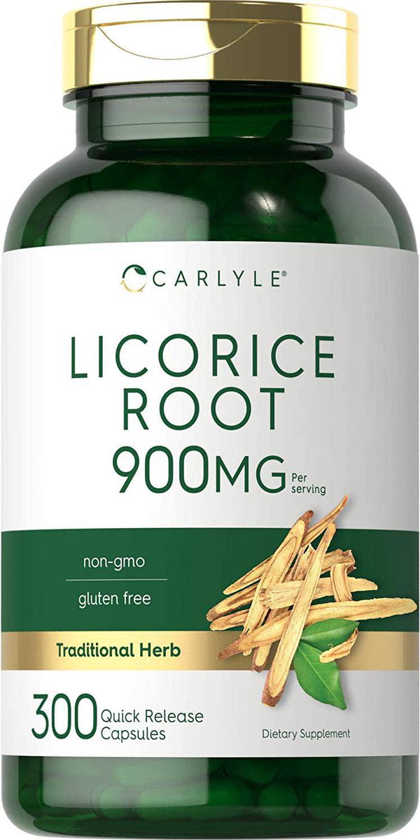 Carlyle Licorice Root Capsules 900 mg | 300 Count | Root Extract Supplement | Non-GMO, Gluten Free