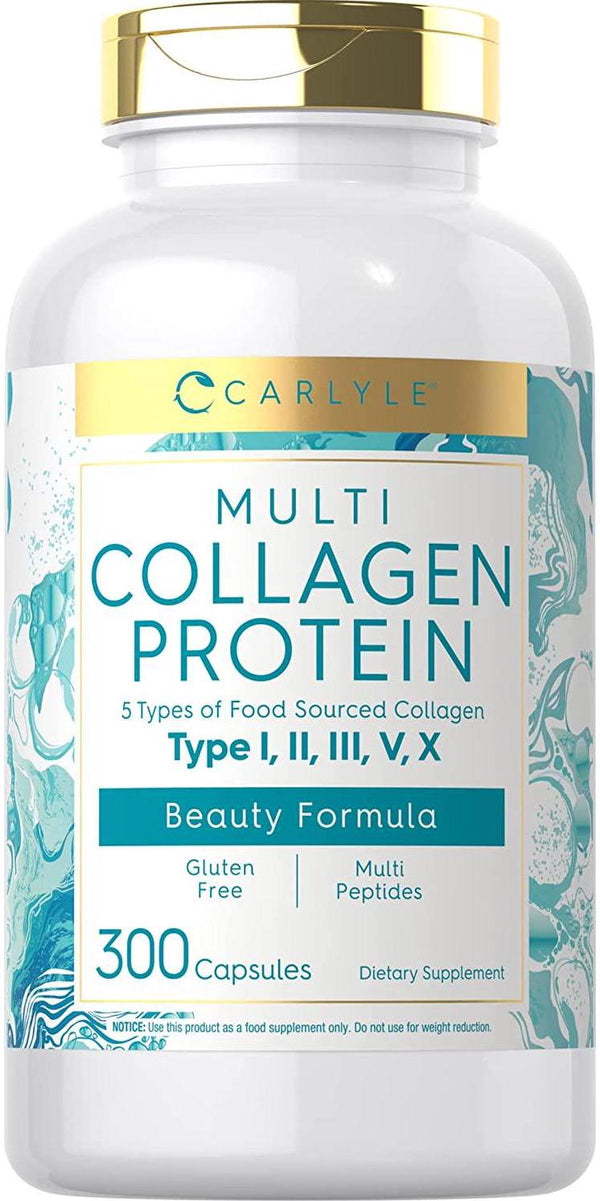 Carlyle Multi Collagen Protein 2000mg | 300 Capsules | Type I, II, III, V, X | Collagen Peptide Pills | Keto and Paleo Friendly, Non-GMO, Gluten Free Supplement