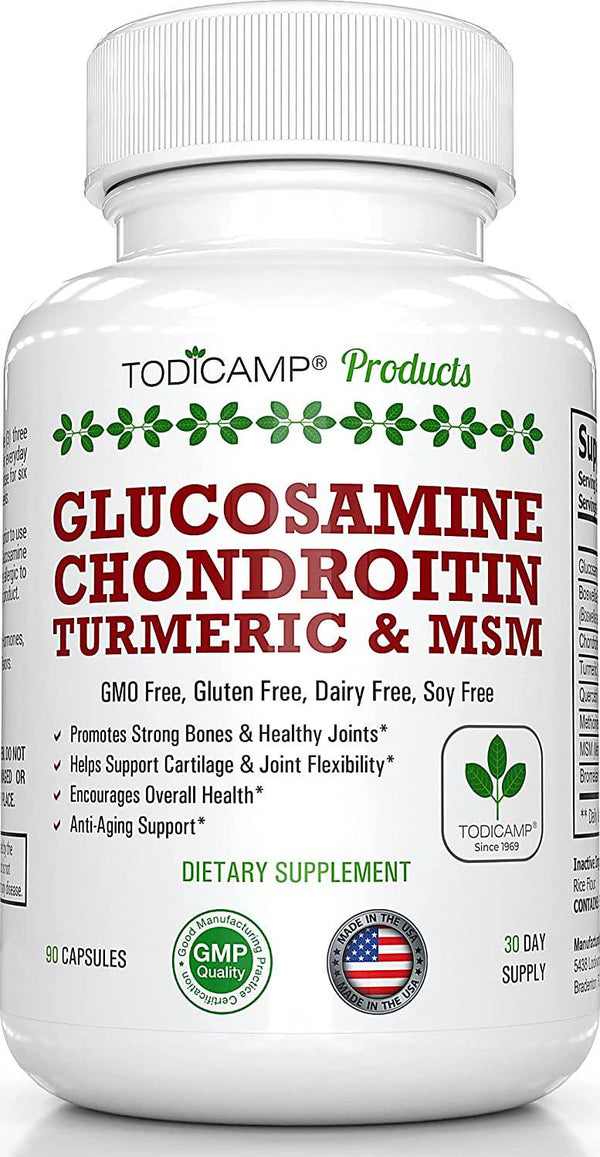 Cartilage Repair Supplement by Todicamp - Glucosamine Chondroitin MSM Turmeric Joint Support Supplement to Move Free - Research Verified Joint Relief - 1 Month Supply 90 Vegetarian Capsules.