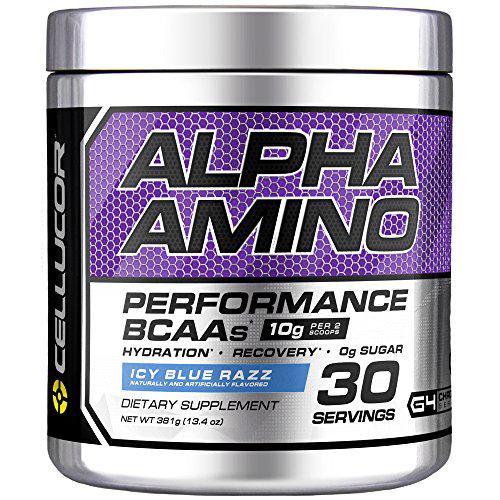 Cellucor Alpha Amino EAA and BCAA Powder | Branched Chain Essential Amino Acids + Electrolytes | Icy Blue Razz | 30 Servings