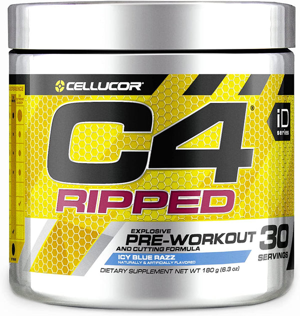 Cellucor C4 Ripped Pre Workout Powder, Thermogenic Fat Burner, Energy and Weight Loss Supplement For Men and Women, Icy Blue Razz, 30 Servings