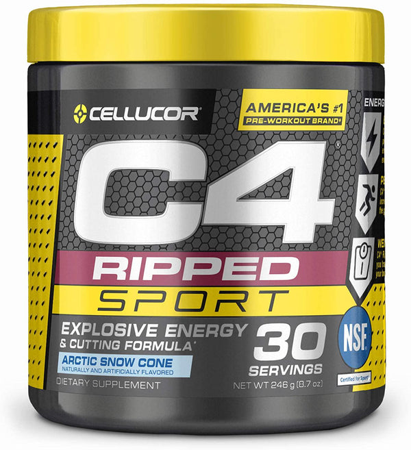 Cellucor C4 Ripped Sport Pre Workout Powder + Thermogenic Fat Burner, Fat Burners For Men and Women, Weight Loss and Energy, Arctic Snow Cone, 30 Servings - Nsf Certified For Sport,8.74 Oz,Pack Of 1